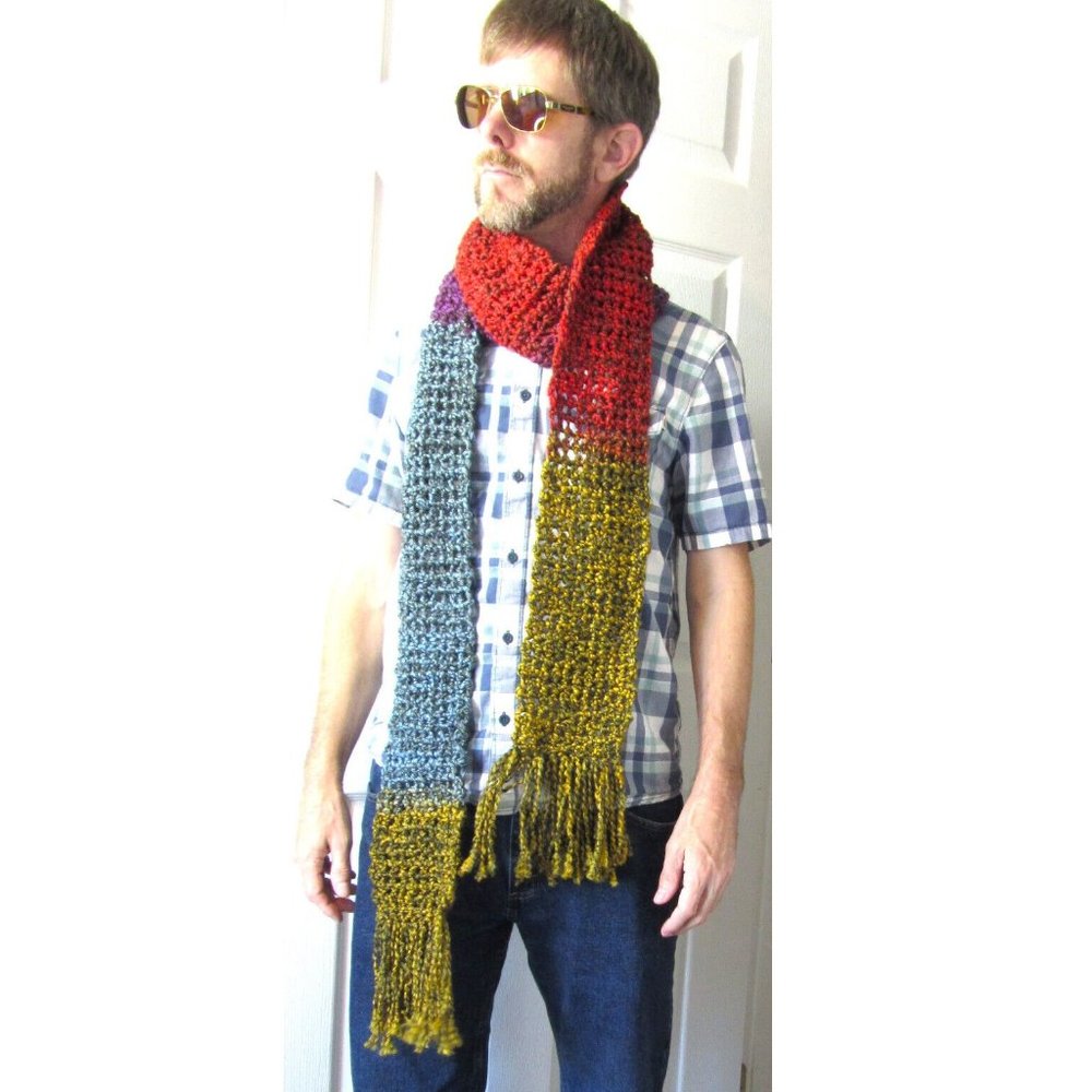 Women Men Winter Scarf, 128"x5" Long Chunky Handmade Crochet Knit Winter NWT